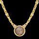 14k Gold Heavy Ancient Coin Pendant Necklace Ruby Diamond Roman 74.8g