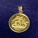 14k Gold Pendant Bezel With Isle Of Man Angel 1/20 Fine Gold Coin. 999 24k