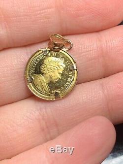 14K Gold Pendant Bezel With ISLE OF MAN ANGEL 1/20 FINE GOLD COIN. 999 24k