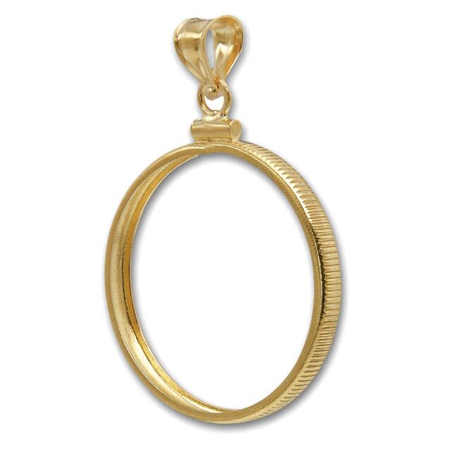 14k Gold Screw-top Plain-front Coin Bezel 21.6 Mm ($5 U. S. Gold)