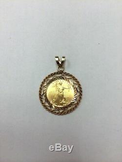 14K Mounting 999 Fine 5 Dollar US Mint American Eagle Coin Pendant Total Wt. 5.4g