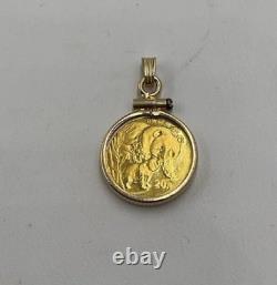 14K Yellow Gold Bezel Set 1/20ozt. 999 Fine Gold Panda Coin Pendant