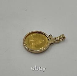 14K Yellow Gold Bezel Set 1/20ozt. 999 Fine Gold Panda Coin Pendant