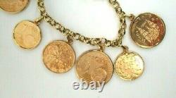 14K Yellow Gold Charm Bracelet with Gold Coin Charms