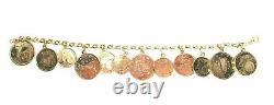 14K Yellow Gold Charm Bracelet with Gold Coin Charms