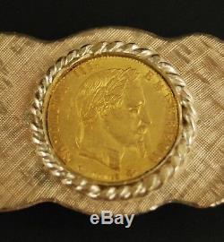 14K Yellow Gold MONEY CLIP with 1856 Napoleon III Gold Coin (22K) 15.4g