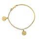 14k Yellow Gold Polished Roman Coin Bangle Bracelet Fine Jewelry For Womens