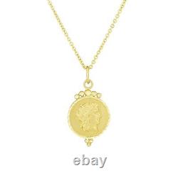 14K Yellow Gold Roman Coin Inspired Pendant on 18 Necklace Fine Jewelry