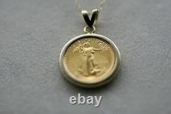 14K and 22K Yellow Gold 1/10 oz Fine Gold 5 Dollars Liberty Coin Pendant R2