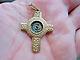 14k Gold Charm Pendant Cross With Widows Mite Ancient Coin Jerusalem Israel