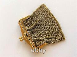 14k Gold Diamond and Sapphire Vintage Mesh Coin Purse