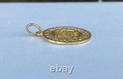 14k Gold Filigree Bezel Pendant 24kt Hawaiian Coin 2.5 Grams