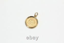 14k Solid Gold DOS PESOS Mexican Coin Pendant 14k Gold Bezel and Gold Coin