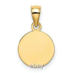 14k Yellow Gold 10mm Engraved Angel Coin Pendant Charm Necklace Religious Fine