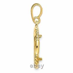 14k Yellow Gold 13mm Quadruple Twist & Bright Prong Coin Bezel Pendant