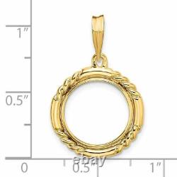 14k Yellow Gold 13mm Quadruple Twist & Bright Prong Coin Bezel Pendant