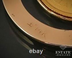 14k Yellow Gold 2002 Queen Elizabeth II Fine Coin Horseshoe Pendant 3.7g i14169