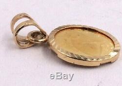 14k Yellow Gold Bezel Set 1/25ozt. 999 Fine Gold Canadian Crown Coin Pendant 2g