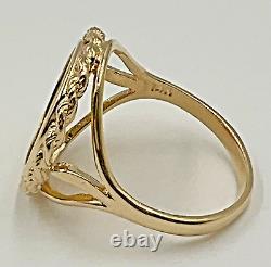 14k Yellow Gold Bezel Set. 999 Fine 1/20th Troy Oz Gold Panda Coin Ring Size 7