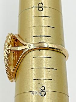 14k Yellow Gold Bezel Set. 999 Fine 1/20th Troy Oz Gold Panda Coin Ring Size 7