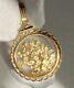 14k Yellow Gold Charm With 22k Yellow Gold Flakes Pendant 2.78g Fine Jewelry