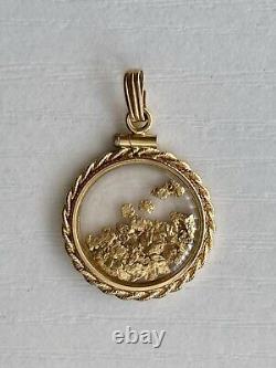 14k Yellow Gold Charm with 22k Yellow Gold Flakes Pendant 2.78g Fine Jewelry