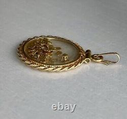 14k Yellow Gold Charm with 22k Yellow Gold Flakes Pendant 2.78g Fine Jewelry