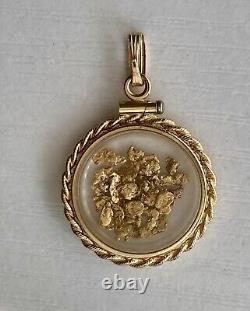 14k Yellow Gold Charm with 22k Yellow Gold Flakes Pendant 2.78g Fine Jewelry