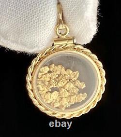 14k Yellow Gold Charm with 22k Yellow Gold Flakes Pendant 2.78g Fine Jewelry