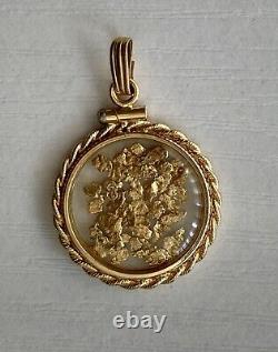 14k Yellow Gold Charm with 22k Yellow Gold Flakes Pendant 2.78g Fine Jewelry