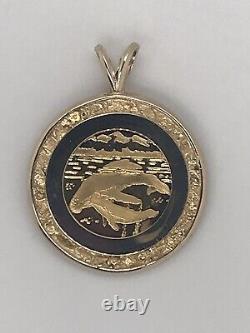 14k Yellow Gold Framed Pendant with 24k Alaska Coin & Fine Gold Nugget Acc, 6.4 Gr