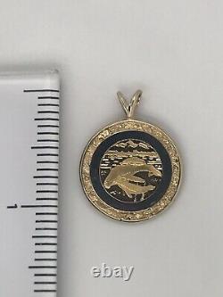 14k Yellow Gold Framed Pendant with 24k Alaska Coin & Fine Gold Nugget Acc, 6.4 Gr