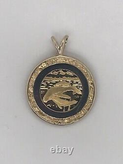 14k Yellow Gold Framed Pendant with 24k Alaska Coin & Fine Gold Nugget Acc, 6.4 Gr