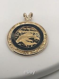 14k Yellow Gold Framed Pendant with 24k Alaska Coin & Fine Gold Nugget Acc, 6.4 Gr