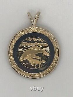 14k Yellow Gold Framed Pendant with 24k Alaska Coin & Fine Gold Nugget Acc, 6.4 Gr