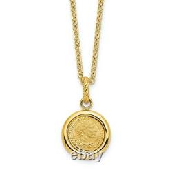 14k Yellow Gold Matte Coin Chain Necklace Pendant Charm Fine Jewelry Women