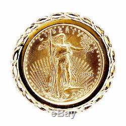 14k Yellow Gold Men's 1/10oZ Fine Liberty Gold Coin Ring