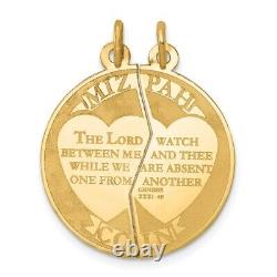 14k Yellow Gold Mizpah Coin Set 2 Piece Necklace Pendant Charm Religious