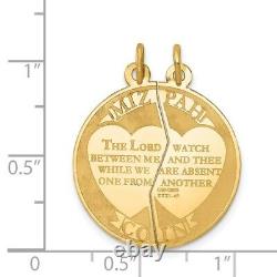 14k Yellow Gold Mizpah Coin Set 2 Piece Necklace Pendant Charm Religious