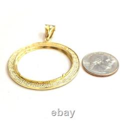 14k yellow Gold Greek Key Frame For 50 Pesos Centenario Coin fine jewelry 11.4g