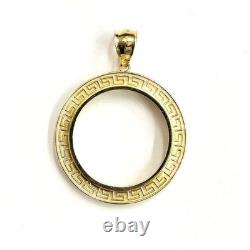 14k yellow Gold Greek Key Frame bezel For 20 Pesos Coin Gift fine jewelry 5.8g 14k yellow Gold Greek Key Frame bezel For 20 Pesos Coin Gift fine jewelry 5.8g