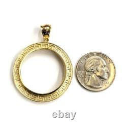 14k yellow Gold Greek Key Frame bezel For 20 Pesos Coin Gift fine jewelry 5.8g 14k yellow Gold Greek Key Frame bezel For 20 Pesos Coin Gift fine jewelry 5.8g