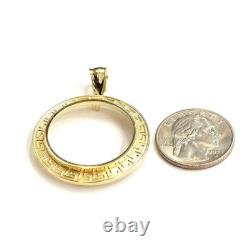 14k yellow Gold Greek Key Frame bezel For 20 Pesos Coin Gift fine jewelry 5.8g 14k yellow Gold Greek Key Frame bezel For 20 Pesos Coin Gift fine jewelry 5.8g