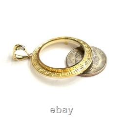 14k yellow Gold Greek Key Frame bezel For 20 Pesos Coin Gift fine jewelry 5.8g 14k yellow Gold Greek Key Frame bezel For 20 Pesos Coin Gift fine jewelry 5.8g