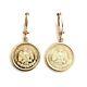 14k Yellow Gold Coin Earrings Lever Back Fine Gift Jewelry For Women 5.3g