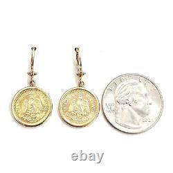 14k yellow Gold coin Earrings lever Back fine gift jewelry for women 5.3g