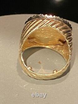 14kt/22kt Fine Gold Lady Liberty 1/10 Coin Ring With Diamonds
