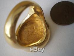 1500 ERA SPAIN KINGS CHARLES & JOHANNA 1 ESCUDO GOLD 1E COIN RING 35.9 Grs