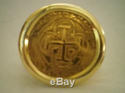 1500 ERA SPAIN KINGS CHARLES & JOHANNA 1 ESCUDO GOLD 1E COIN RING 35.9 Grs