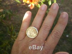 1500 ERA SPAIN KINGS CHARLES & JOHANNA 1 ESCUDO GOLD 1E COIN RING 35.9 Grs